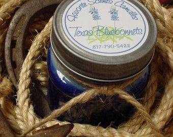 Fields of Bluebonnets (Texas Bluebonnet scent) - 8 oz Western Texas Cowboy Mason Jar Candle