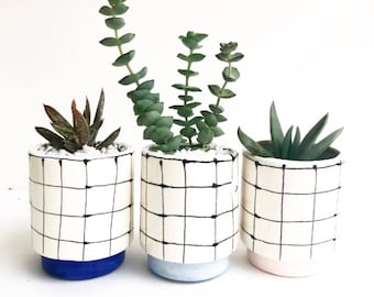Window Pane Grid Handmade Planter Pot