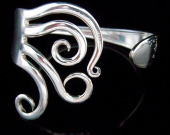 Antique Silverware Jewelry Silver Fork Bracelet in Original Curly Design Number Five