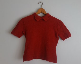 Vintage tomato red 1940s/1950s knit sweater
