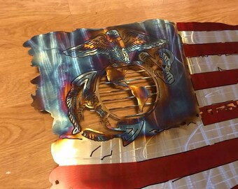 Marine Tattered Flag Globe&Eagle