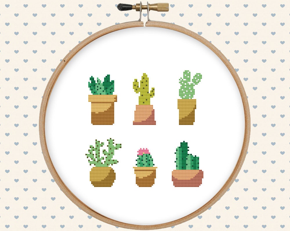 Cactus easy cross stitch pattern cute cross stitch cross