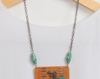 Unique 1960's Computer Circuit Board with Lizard Necklace