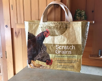 Up cycled grain bag tote / market bag/ grocery bag/ tote bag/ recycled/ upcycled tote/ upcycled bag