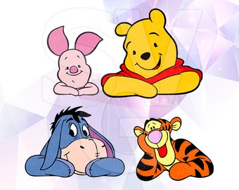 SVG Winnie the Pooh Piglet Tigger Eeyore Cut File Cricut Designs Silhouette Cameo Birthday Party Stencil Vinyl Tshirt Decal Template Iron on