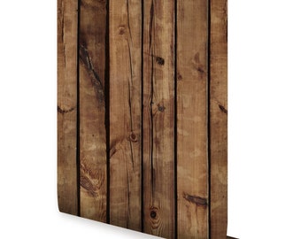 Brown Wood Self Adhesive Fabric Wallpaper Repositionable