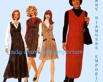 A) Simplicity 7759 Womens Straight or Flared Semi-Fitted Jumpers Mini Midi Maxi 6 8 10 12 or 12 14 16 18 Vintage Sew Pattern Uncut FF #480