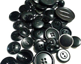 LOT6: 50 Vintage Black Buttons