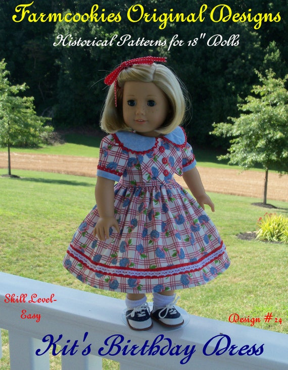 PRINTED SEWING PATTERN fits like American Girl Doll Clothes / Kit's Birthday Dress by Farmcookies / 18 Inch Doll Clothes Pattern