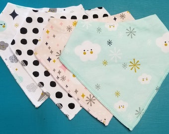 Stars and Clouds 4-Pack Bandana Drool Bibs