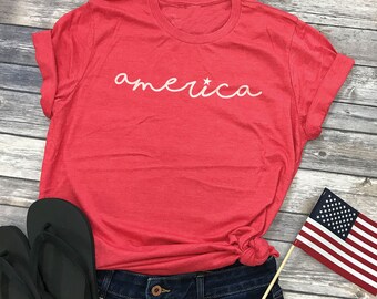 America Shirts for Women - America T-Shirt - American Pride T Shirt - USA Shirt - 4th of July Tee - Fourth of July Clothes -