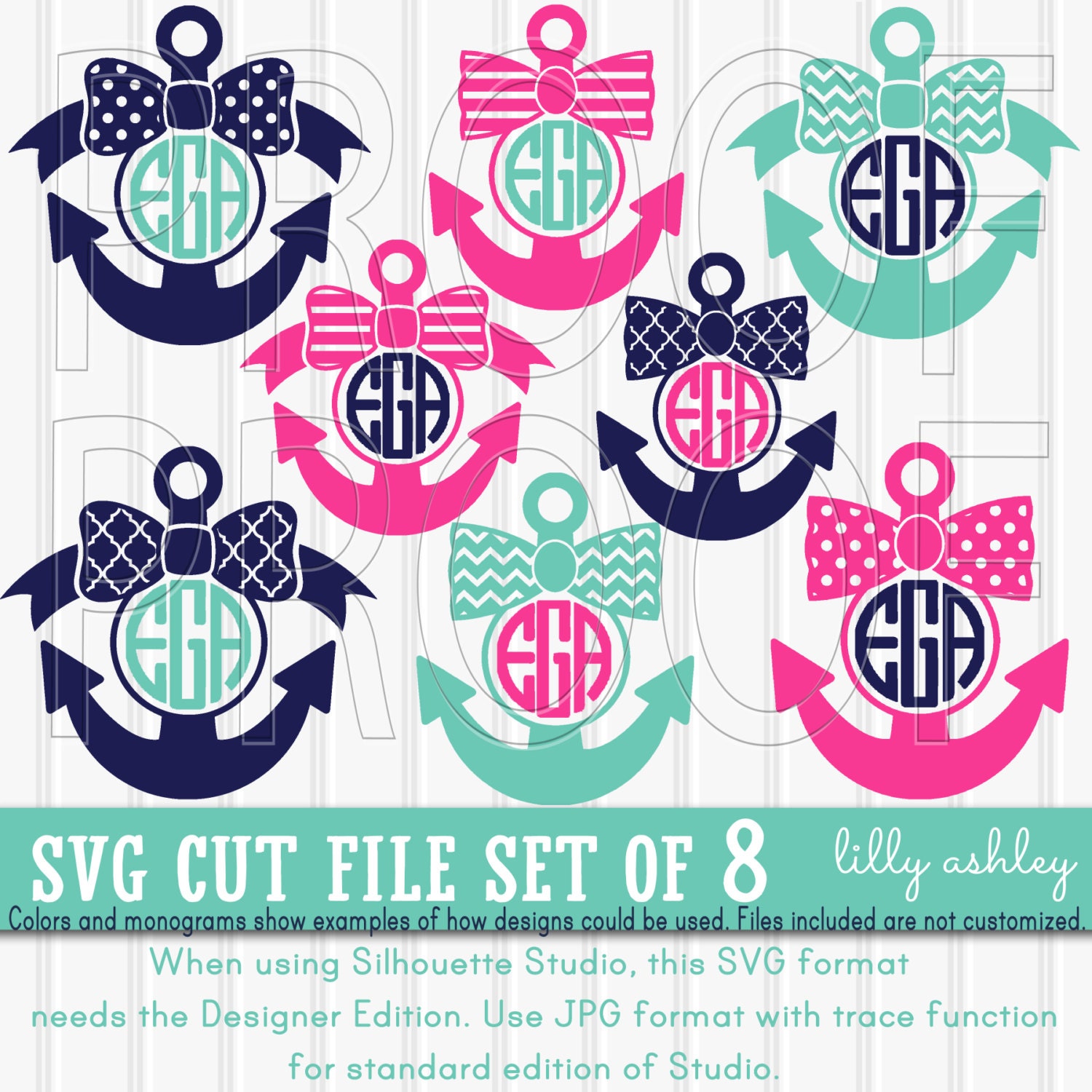 Download Monogram SVG Files Set of 8 cut files SVG/JPG formats anchor