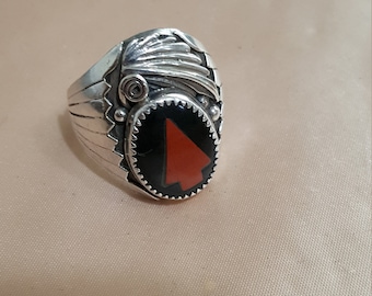 Navajo Sterling Silver Ring signed Robert Beecnti size 11