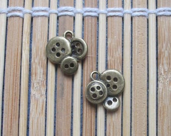 2 charms bronze metal buttons