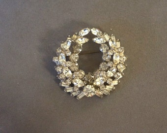 Vintage Rhinestone Sash Pin Brooch
