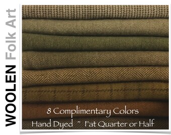 Bundle #40;Hand Dyed Wool,Rug Hooking Wool;Applique Wool;Penny Rug Wool;Felted Wool;Fat Quarter;Fat Half Yard; 8 Color Bundle of Wool