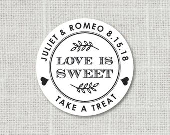 Love is Sweet Custom Wedding Stickers Candy Buffet Labels Treat Bag stickers Take A Treat Stickers for Favors Love is Sweet Stickers