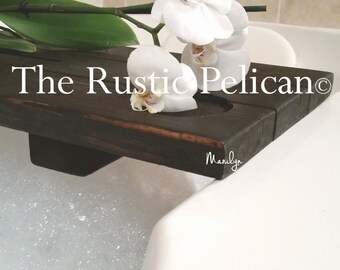 Rustic Bathtub Caddy - Wood bath tray - Rustic Bathtub Caddy - Wooden Bathtub Tray -Farmhouse -barn wood design- aged wood -Tub Caddy-Rustic