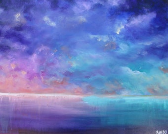 Original, Abstract Painting, Abstract Landscape Painting, Seascape Painting, Cloud Painting, Wall Decor, Canvas Painting, "To See in UV"