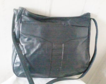 Navy blue leather handbag vintage