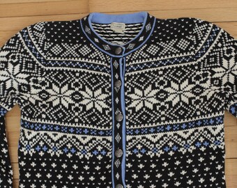 Women's Vintage L.L. Bean Nordic Ski Sweater Cardigan / Medium / Christmas
