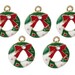 BULK 5 PC Wreath Charm - Holiday Wreath Charm - Red, Green and White Enamel - Christmas Charms - Holiday Charms (SP72910)