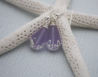 Purple Sea Glass Jewelry, Purple Sea Glass Earrings, Seaglass Earrings, Beach Jewelry Bridal Earrings Bridesmaid Jewelry Wedding Jewelry 042