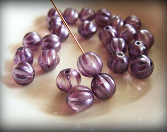 Czech Melon Beads 5mm Round Satin Lavender (20pk) SI-5ML-SL