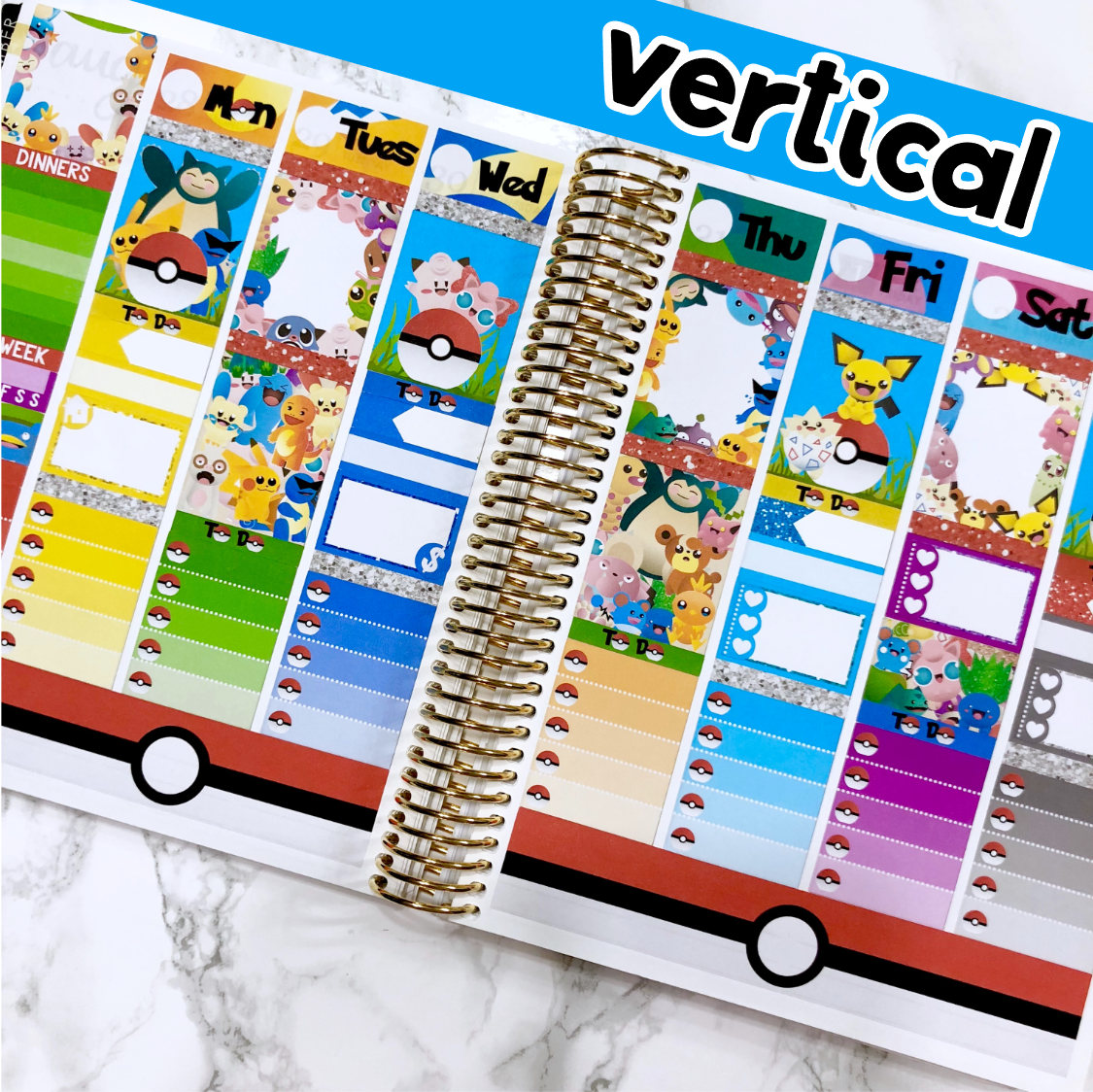 Pokemon Planner Weekly Kit (No White Space Planner Stickers for ECLP