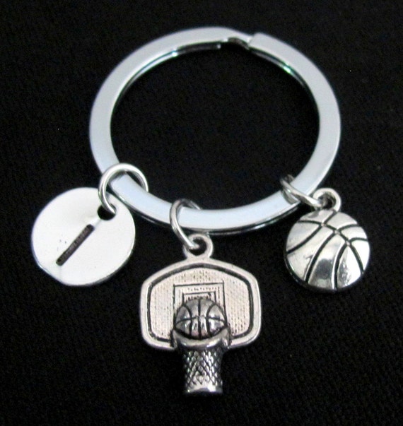 Basketball Keychain Basketball Keyring Antique Silver