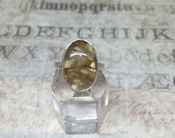 Golden Rutilated Quartz Ring in Sterling Silver
