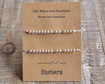 Sisters bracelet, sister gift, sister bracelets for 2, morse code bracelet, friendship bracelet, sister morse code, secret message, custom