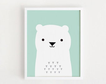 Printable Mint nursery print Decor Children art Poster Baby room Wall art Kids room decor Bear Print 8x10, 11x14, A4, A3 INSTANT DOWNLOAD