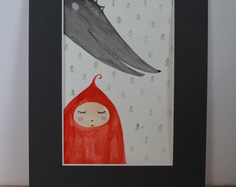 Little Red Riding Hood - original watercolor painting, illustration, fairy tale illustration