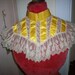Antique lace collar/caplet of embroidered cotton netting/silk 1900s luscious color