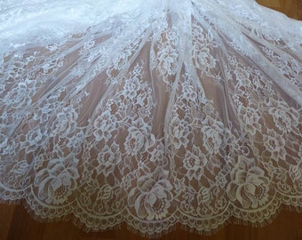 fabric lace chantilly french floral graceful bridal soft elegant meters yard