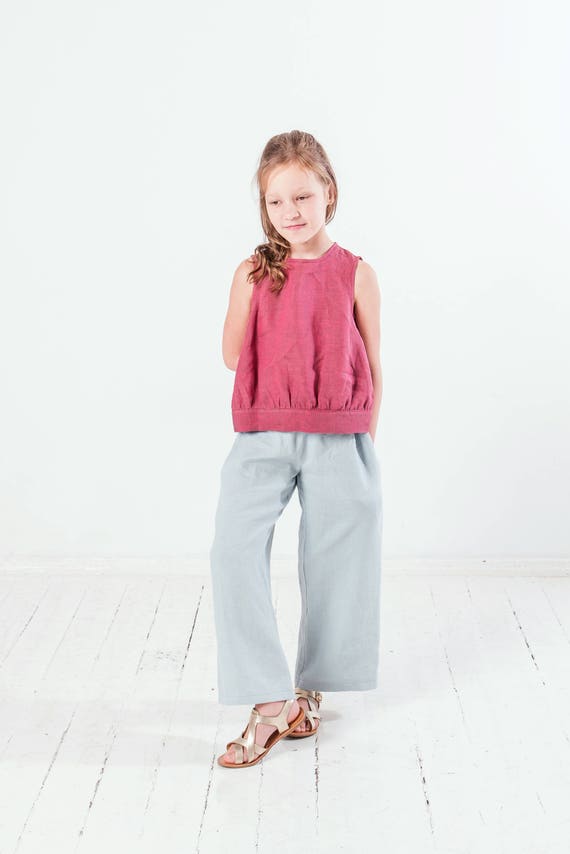 Girls pants Girls wide leg pants Toddler girl linen trousers