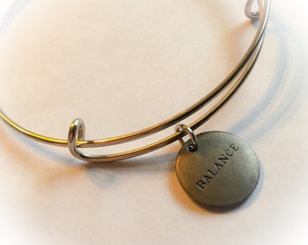 Balance, balance bangle, balance charm, balsnce bracelet, inspirational bangle, inspirational