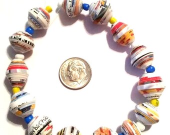 Beautiful Handmade Paper Beads - Assorted Shapes & Sizes Bead Strand - PB177