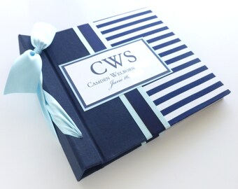 ultrasound album / sonogram album / striped album / baby boy / shower gift / Mother's Day - 5x7 brag book