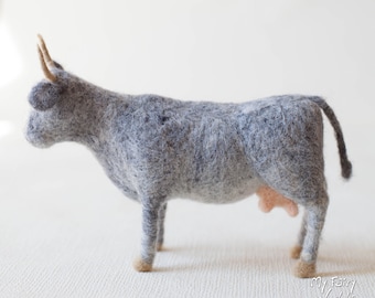 Needle Felted Cow. Waldorf Inspired. Nativity Animal. Farm Animal
