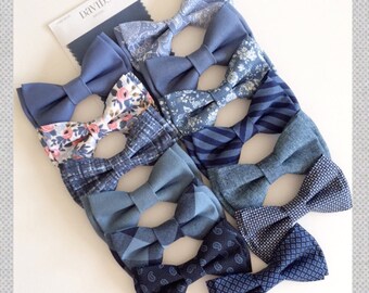 Dusty blue bow ties-steel blue neckties- light blue bowtie-Daddy and son- ring bearer bowties-Groomsmen bowtie-dog bowtie-mismatch blue tie