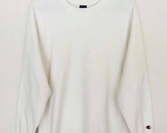 Rare!! Vintage Champion Small Logo Spellout Embroidery Sweatshirt