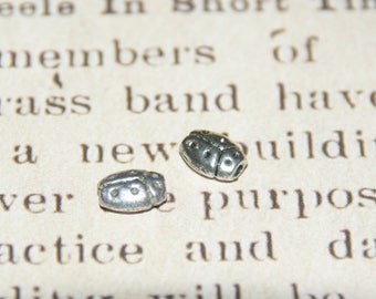 5 mini beads silver metal Ladybird solid 7x5mm