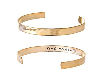 Soul Sister Bracelet | Personalized Bracelet |Hammered Effect Gold, Rose Gold, Silver Bracelet | Soul Sister Gift Ideas | Soul Sisters