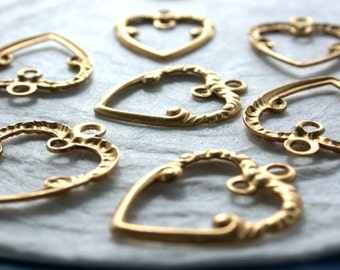Raw Brass Heart Stampings, Heart Charms, Brass Heart Earring Findings, Made in USA ~ STA-185
