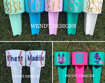 Personalized Beach Cup Holder, Includes Vinyl Decal - Beach Spiker - Monogram Decal - Beach Spike - Drink Holder - Sand Spike