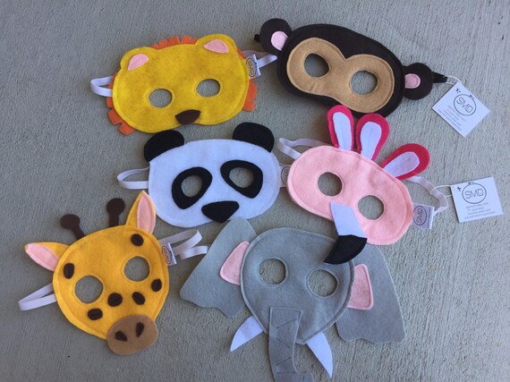 zoo animals mask 3 or 6 packs felt masks elephant panda