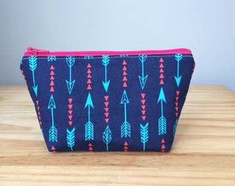 Extra Small Makeup Bag, Arrows, Arrow Makeup Bag, Arrow Cosmetic Bag, Arrow Notions Bag
