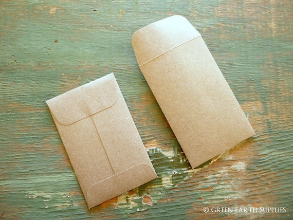 100 Mini Seed Packet Envelopes Kraft Brown Business Card